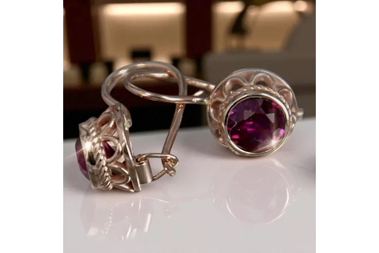 Rubis Or rose 14 carats vintage d'origine Des boucles d'oreilles Bijoux vintage vec117r
